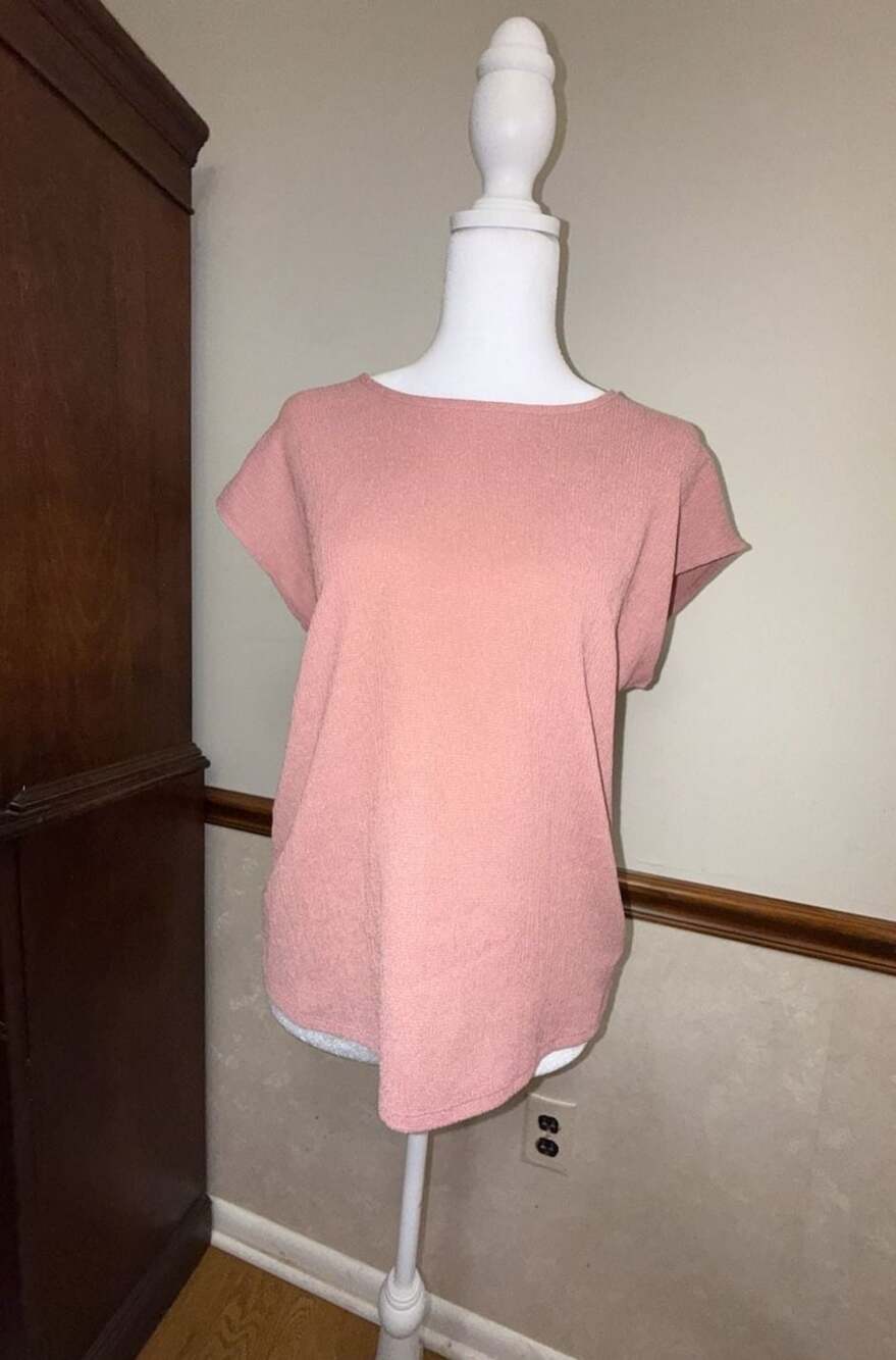 Express Gramercy Pink Textured Short Sleeve Top